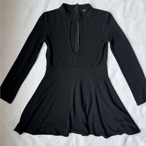 For Love & Lemons Little Black Dress Long Sleeve Fit Flare Scuba Knit Size Small